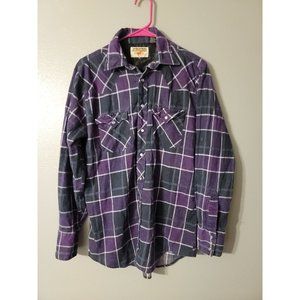 Authentic Western Youngbloods Shirt  Pearl Snap Plaid Long Sleeve Flannel Size M